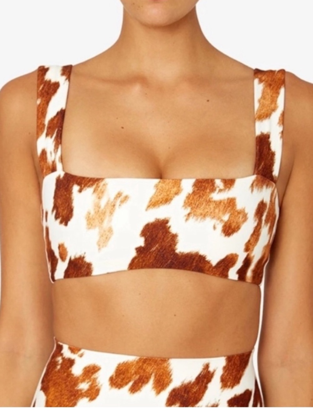 WeWoreWhat brown and white cowhide print bandeau bra top Size Small